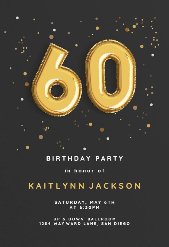 60th Golden Flakes - Birthday Invitation Template (Free) | Greetings Island