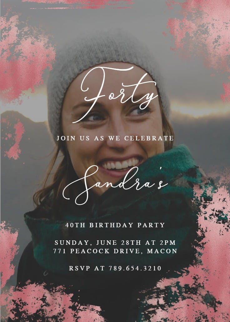 Foiled photo - birthday invitation