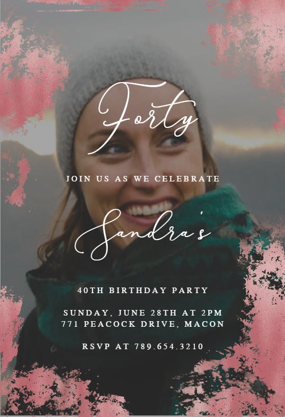 Foiled photo - birthday invitation