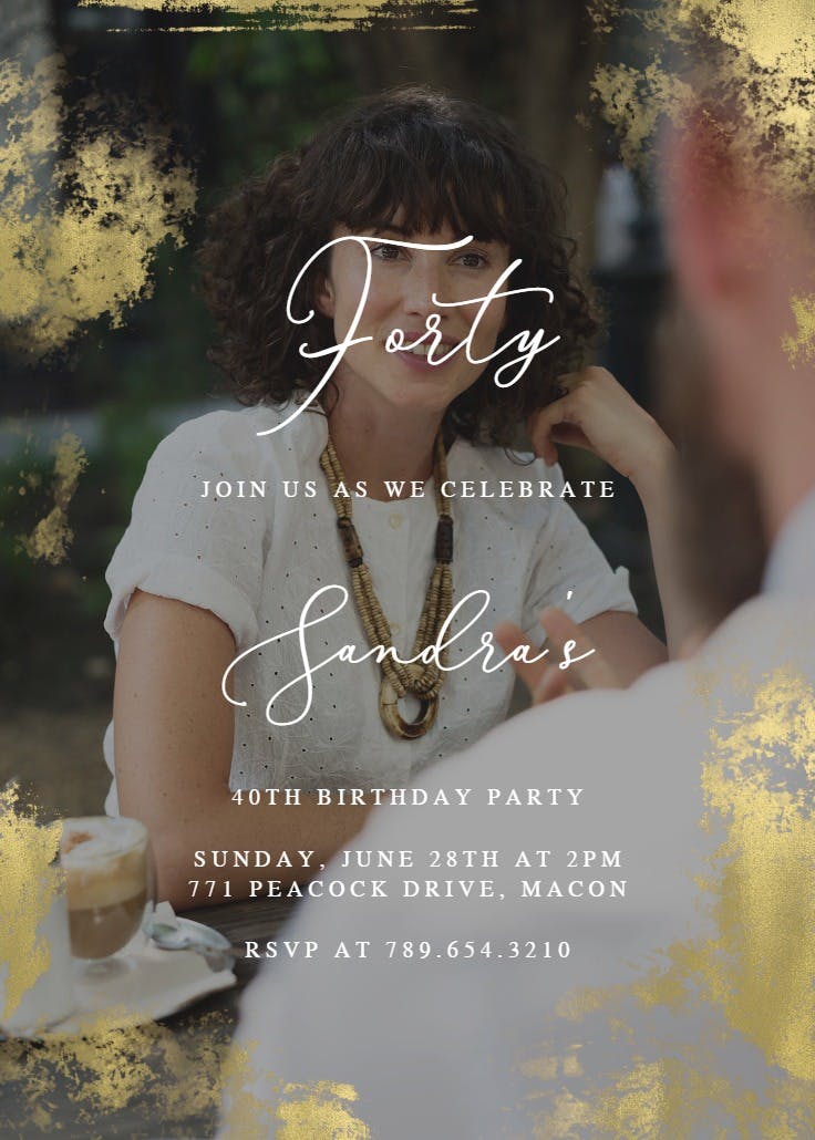 Foiled photo - birthday invitation