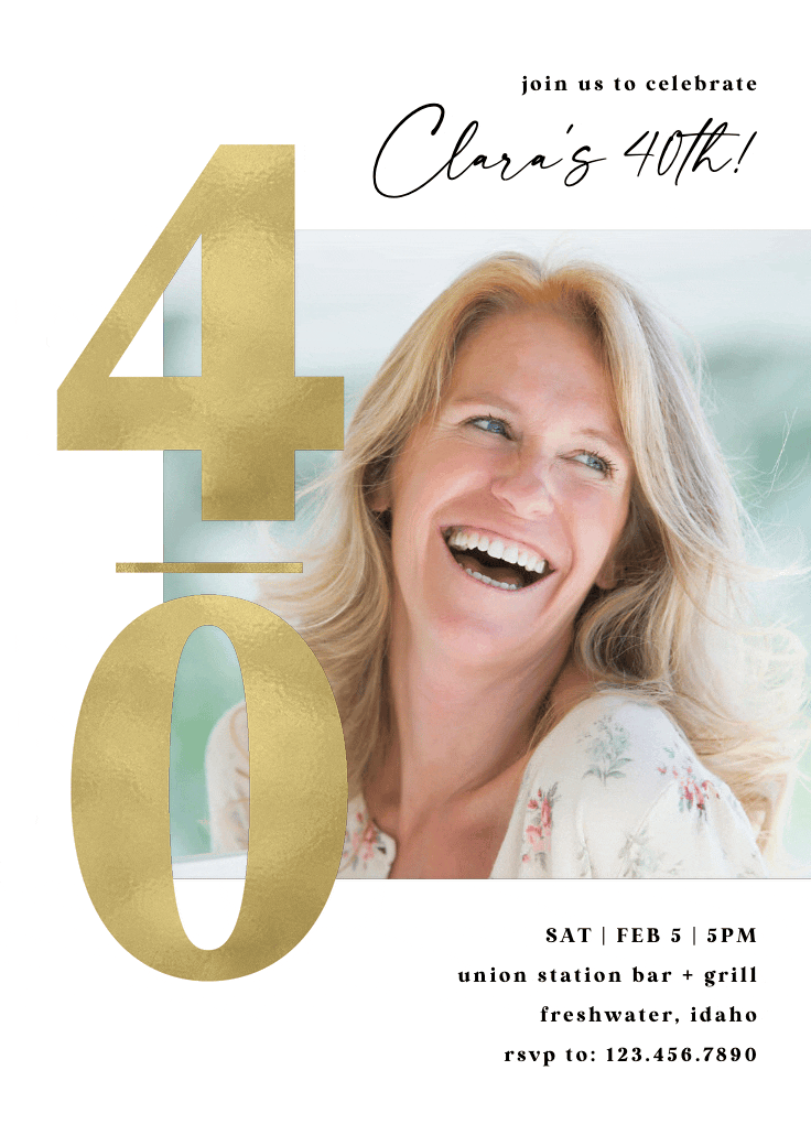 Forty shining - invitación de cumpleaños