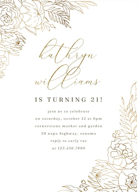 Gilded lines - birthday invitation