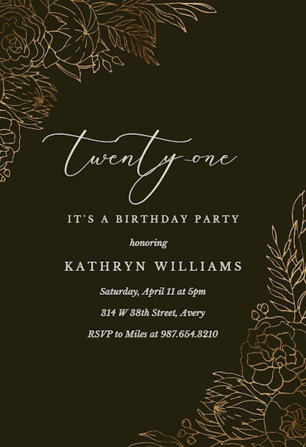 Gilded Lines - Birthday Invitation Template | Greetings Island