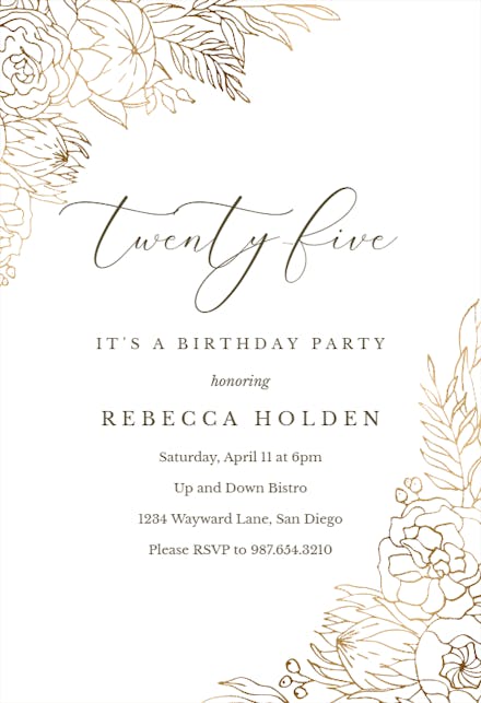 Gilded Lines - Birthday Invitation Template | Greetings Island