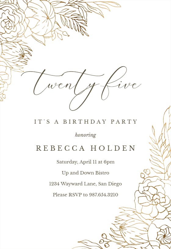 Gilded lines - birthday invitation