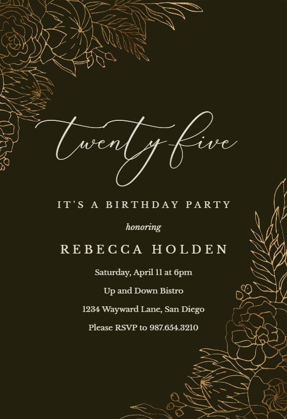 Gilded lines - birthday invitation