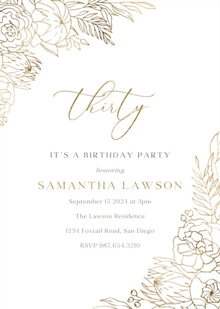 Gold Texture - Birthday Invitation Template | Greetings Island