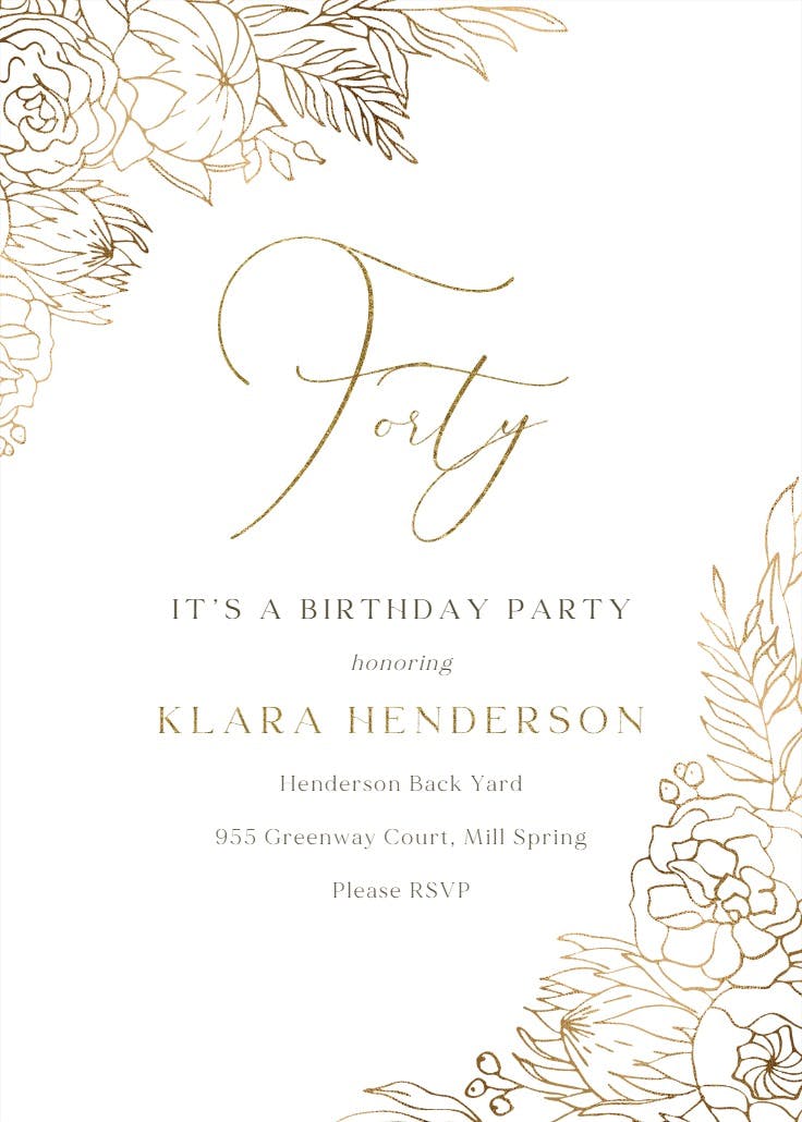 Gilded lines - birthday invitation