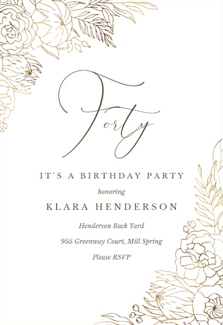 Gilded Lines - Birthday Invitation Template | Greetings Island