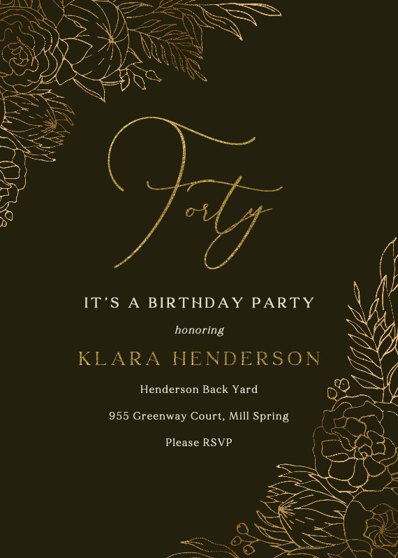 Gilded Lines - Birthday Invitation Template | Greetings Island