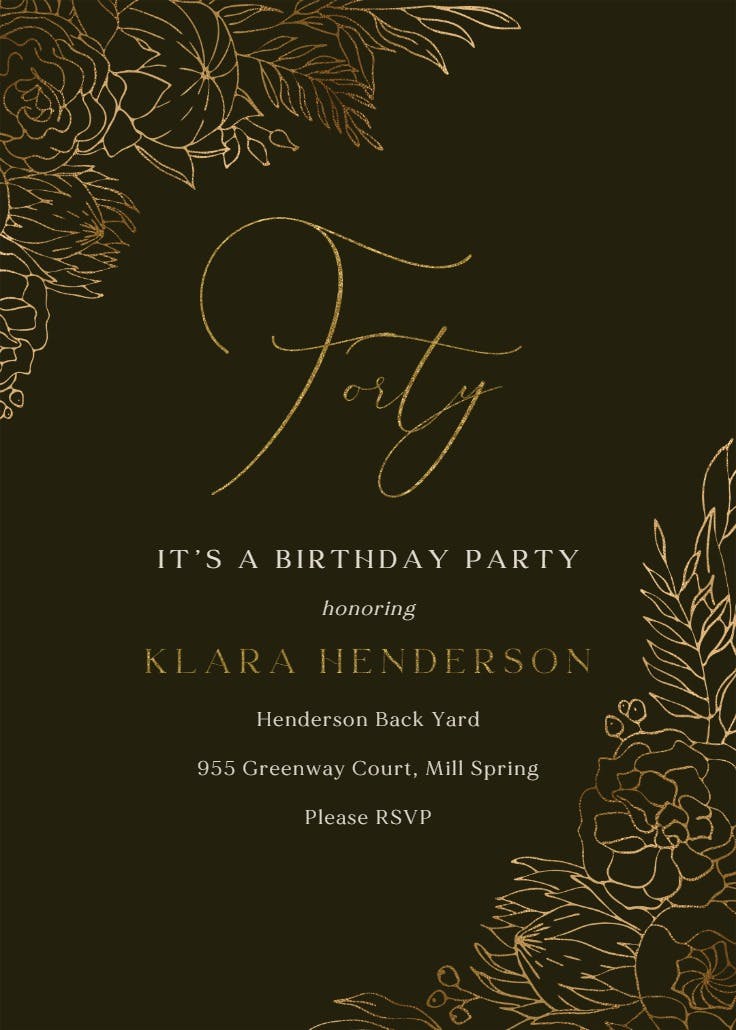 Gilded lines - birthday invitation