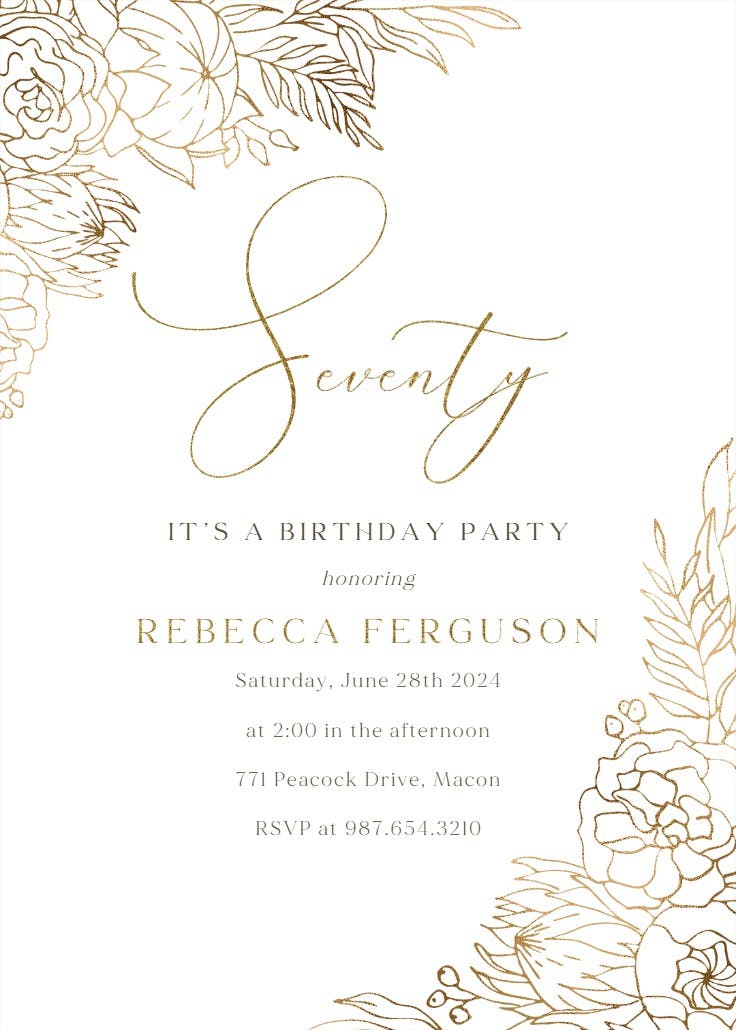 Gilded lines - birthday invitation