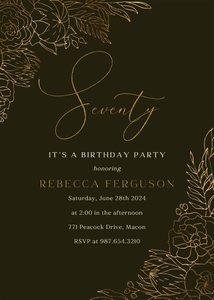 Gilded lines - birthday invitation