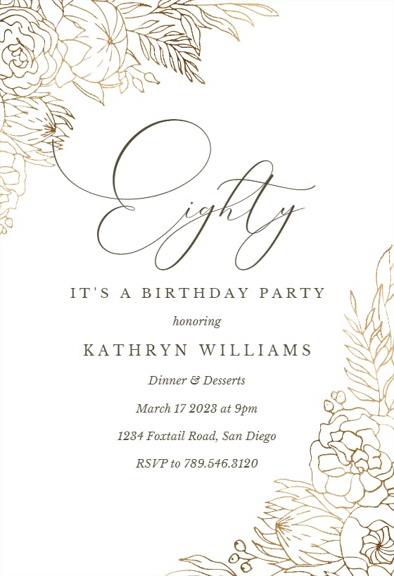 Gilded Lines - Birthday Invitation Template | Greetings Island