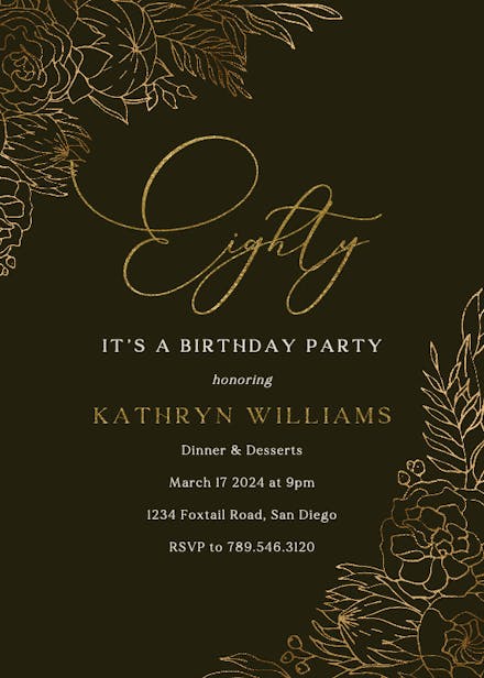 Gilded Lines - Birthday Invitation Template | Greetings Island