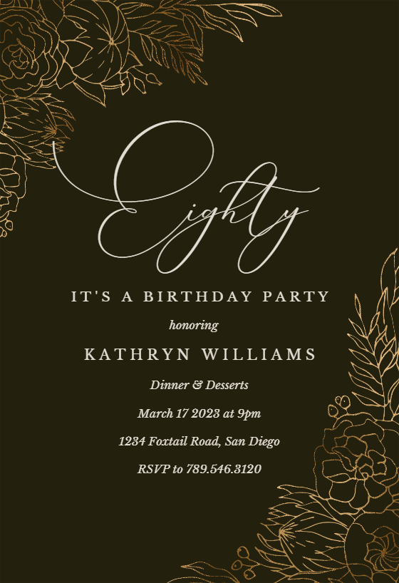 Gilded Lines - Birthday Invitation Template | Greetings Island