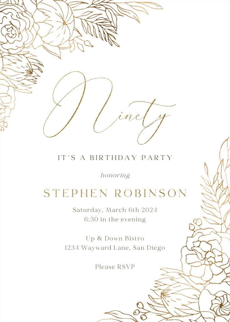 Gilded lines - birthday invitation