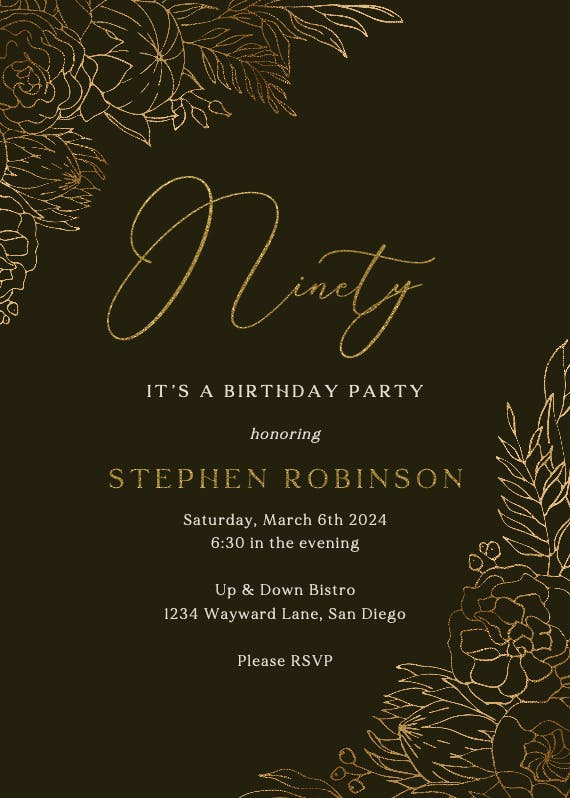 Gilded Lines - Birthday Invitation Template | Greetings Island