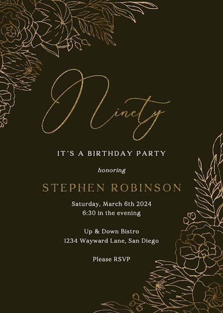 Gilded Lines - Birthday Invitation Template 