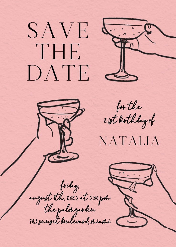 Glass of rosé - invitación para fiesta