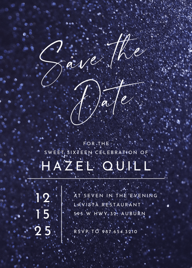 Glitter & glam - invitación de cumpleaños