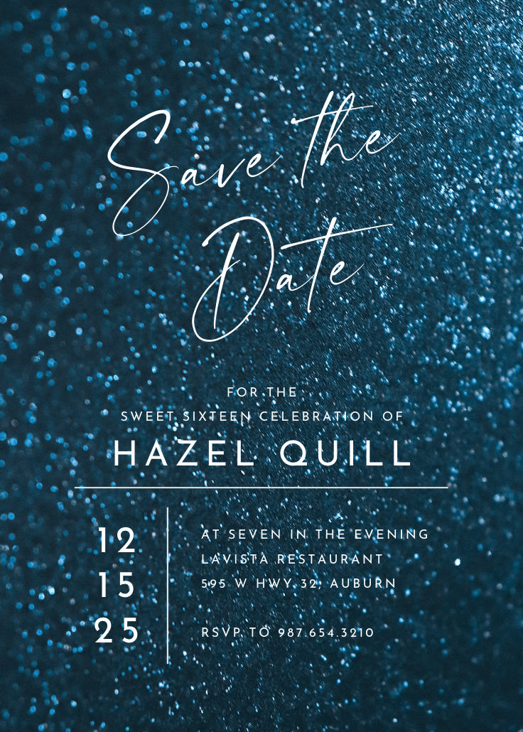 Glitter & glam - invitación de cumpleaños