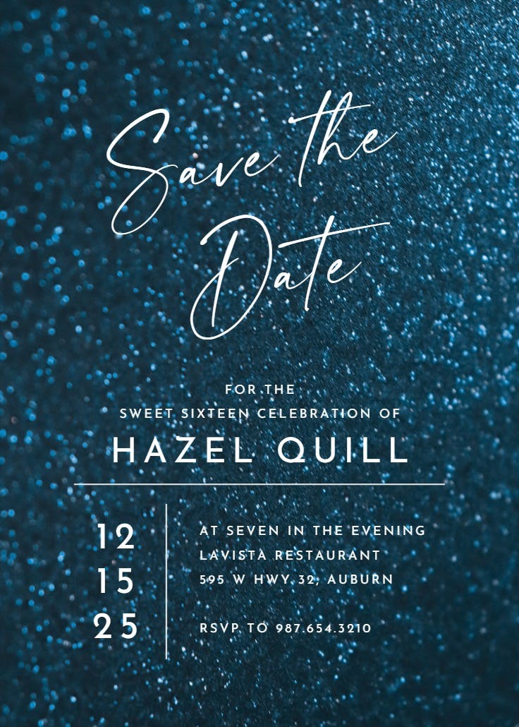 Glitter & glam - sweet 16 invitation