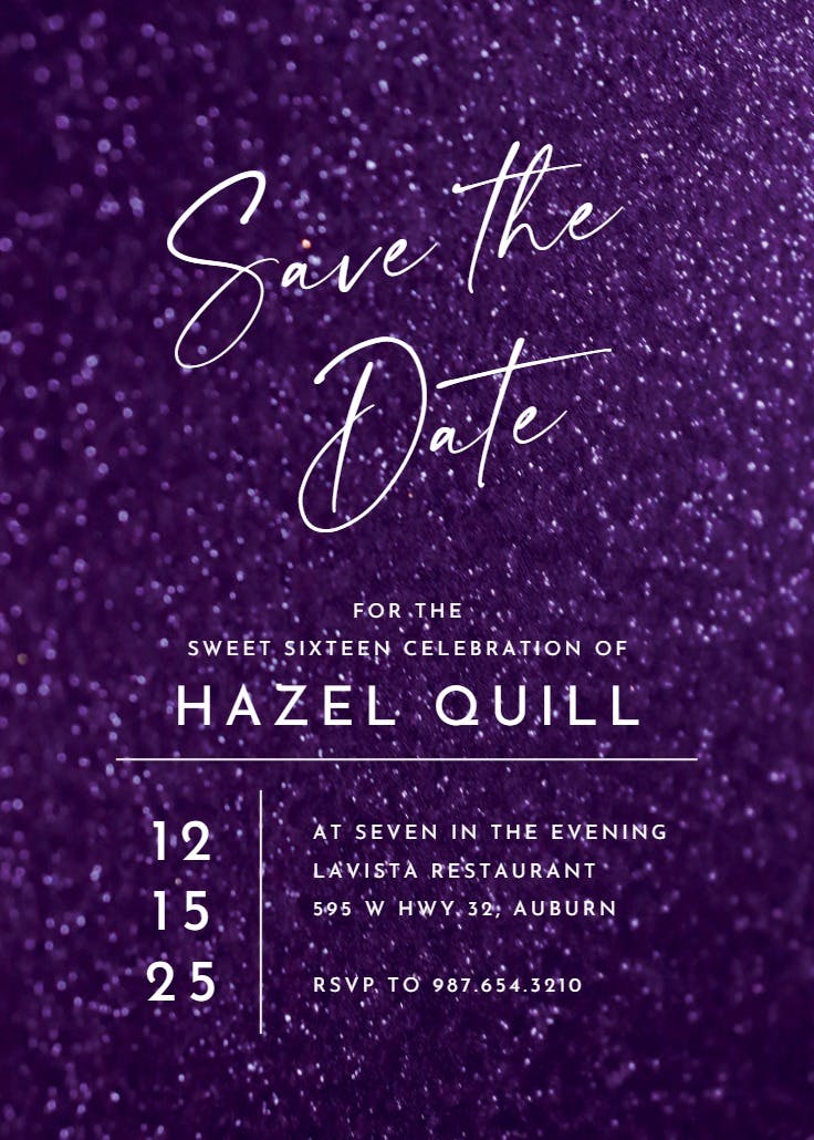 Glitter & glam - sweet 16 invitation