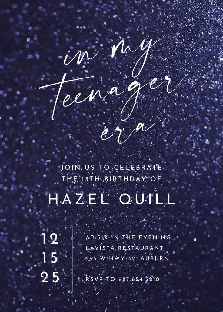 Glitter & glam - invitación de cumpleaños