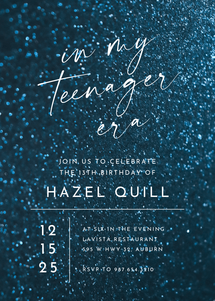 Glitter & glam - invitación de cumpleaños