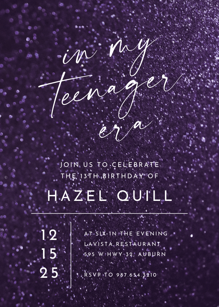 Glitter & glam - invitación de cumpleaños
