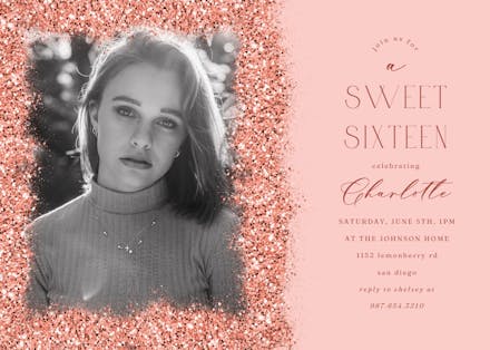 Glitter abstract - sweet 16 invitation