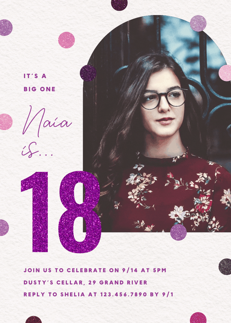 Glitter age 18 - invitación de cumpleaños