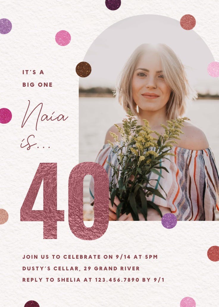Glitter age 40 -  invitación de cumpleaños