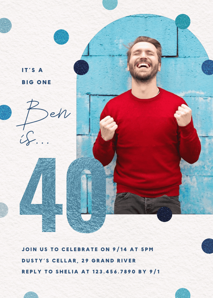 Glitter age 40 - birthday invitation