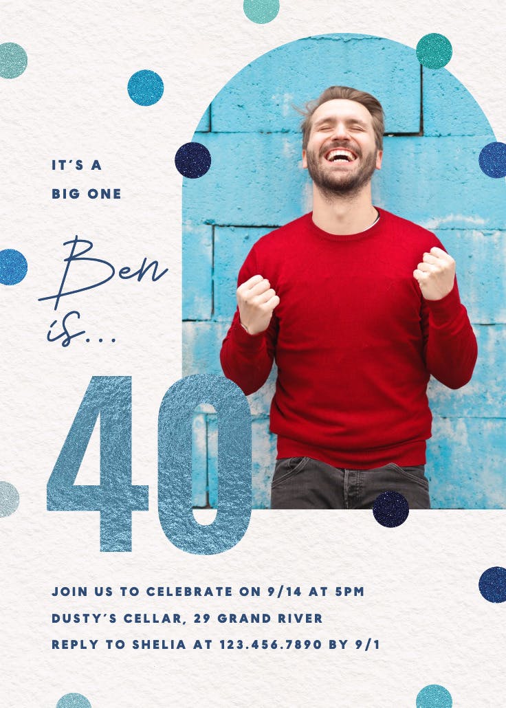 Glitter age 40 -  invitación de cumpleaños