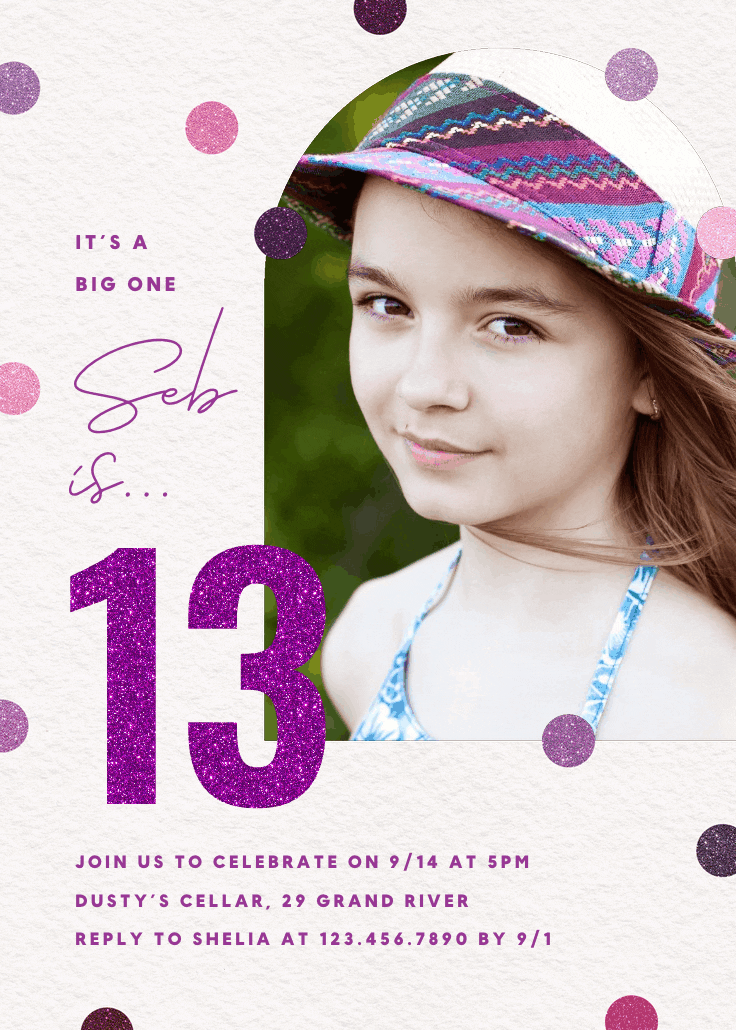 Glitter age - birthday invitation