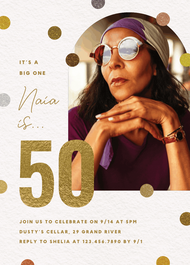 Glitter age 50 - birthday invitation