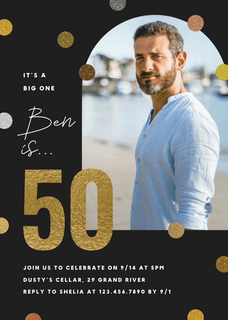 Glitter age 50 - birthday invitation