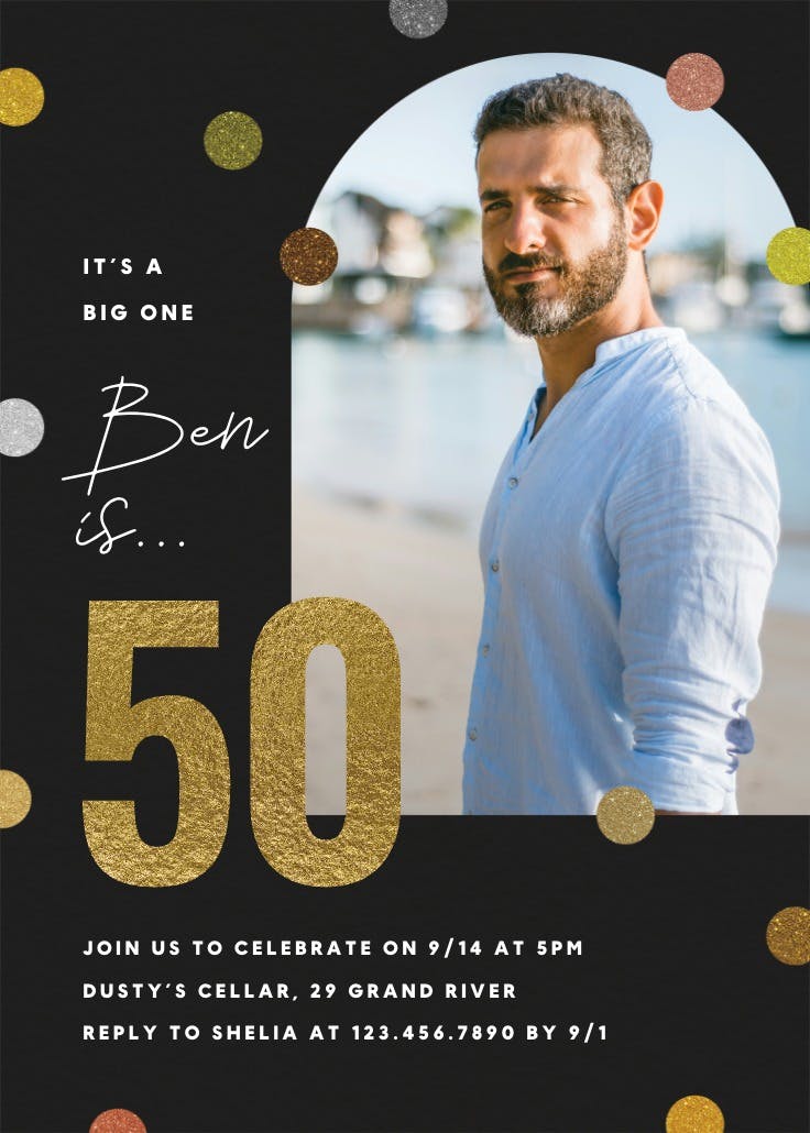 Glitter age 50 - birthday invitation