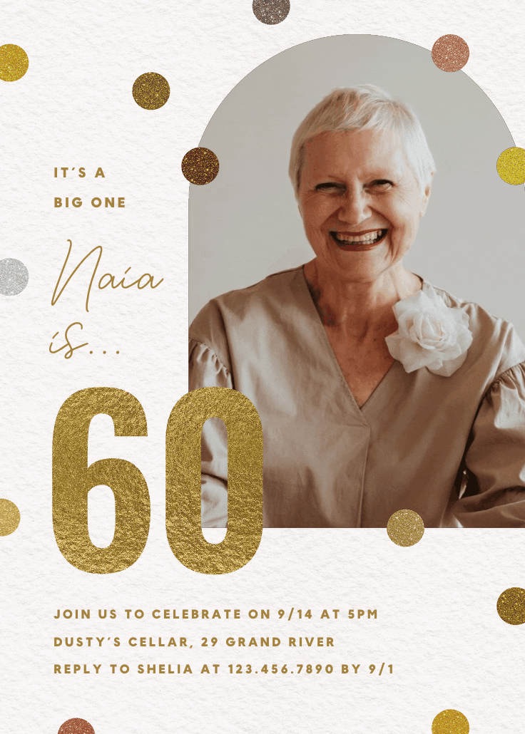 Glitter age 60 - birthday invitation