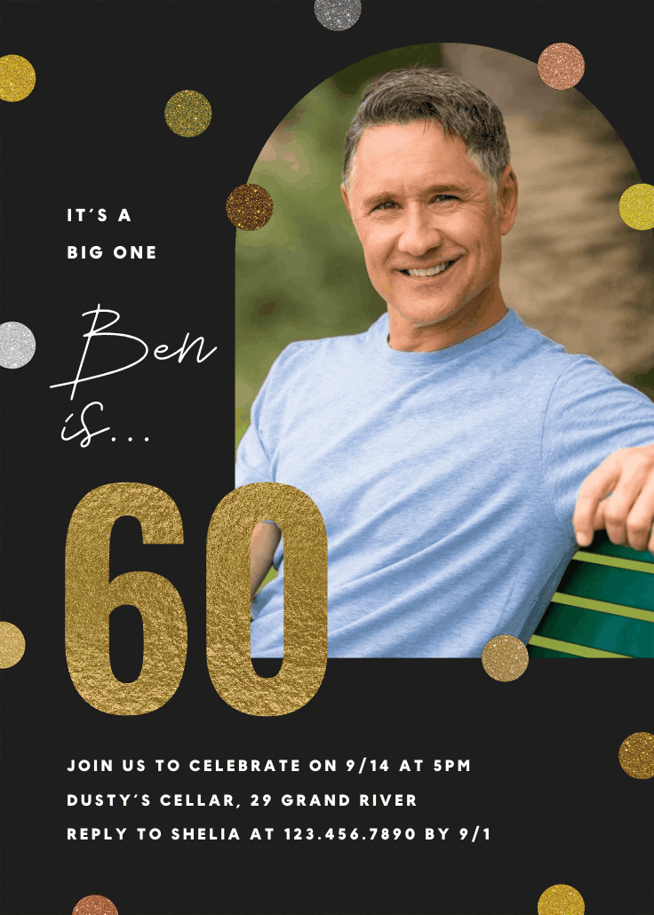 Glitter age 60 - invitación de cumpleaños