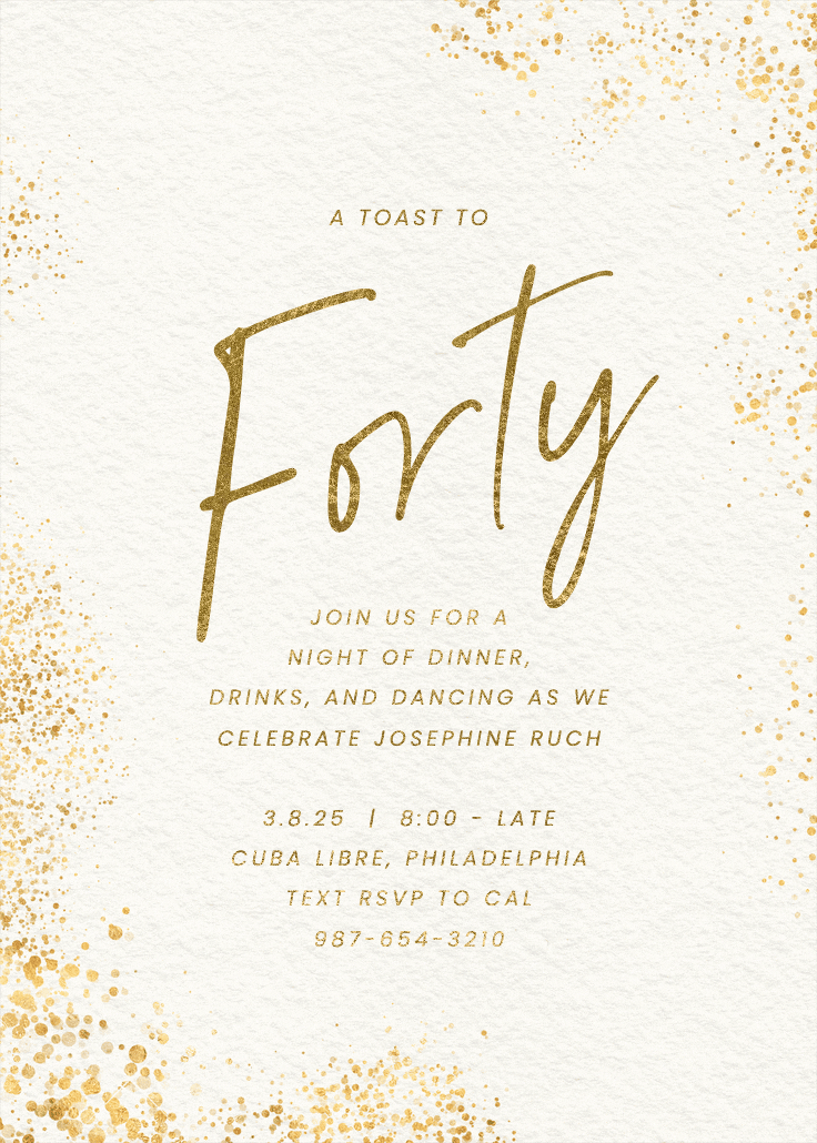 Glitter mist 40 -  invitación de cumpleaños