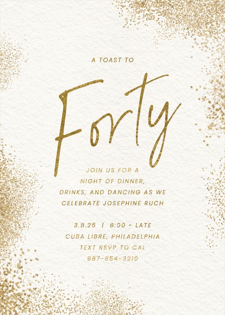 Glitter mist 40 -  invitación de cumpleaños
