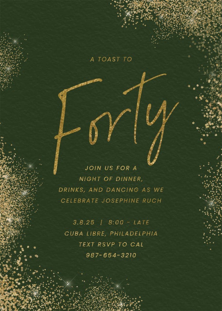 Glitter mist 40 -  invitación de cumpleaños