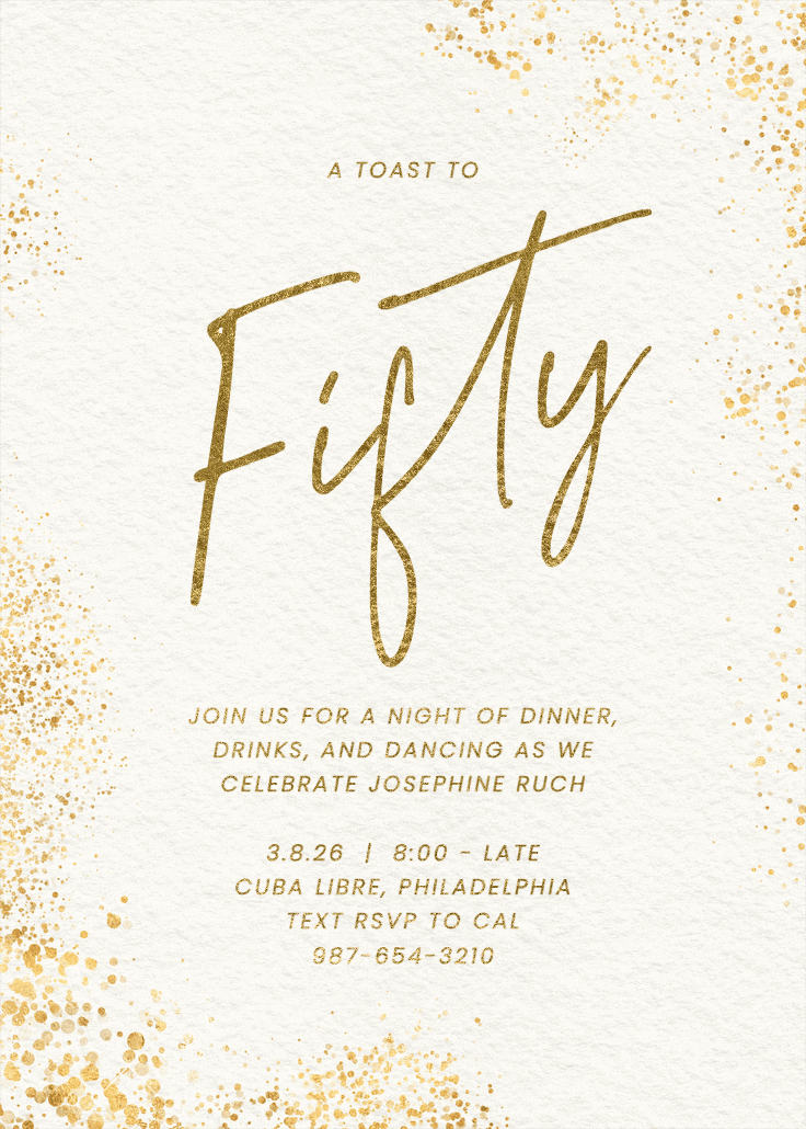 Glitter mist 50 - birthday invitation