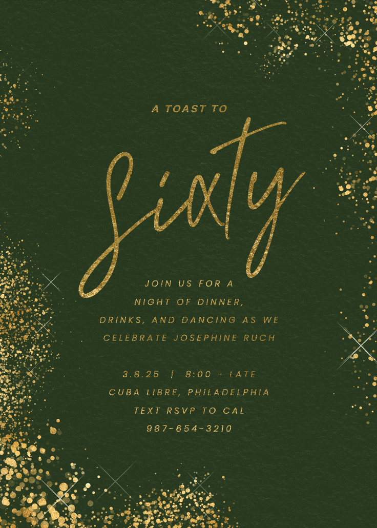 Glitter mist 60 - invitación de cumpleaños