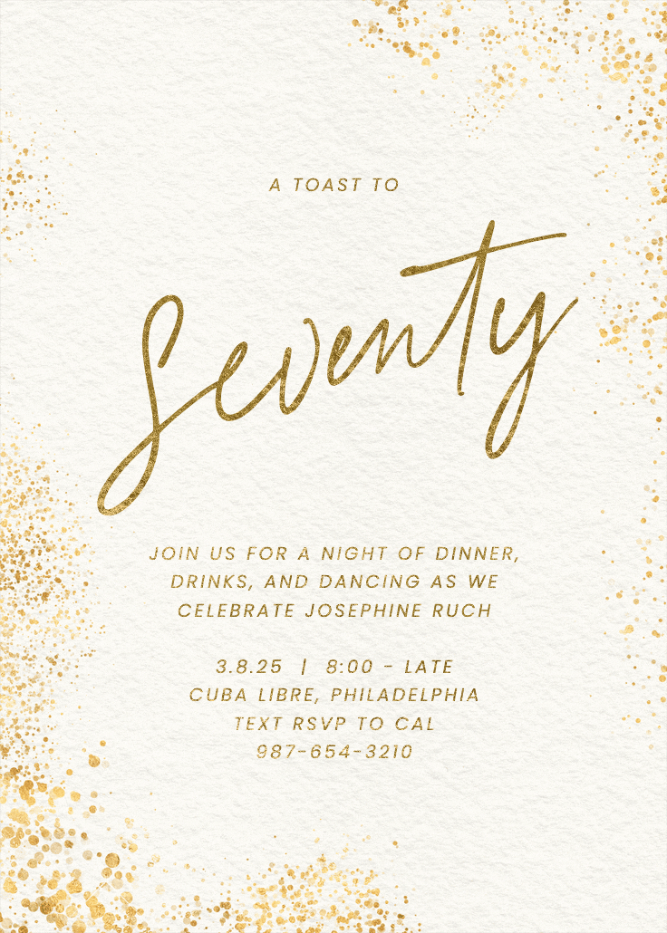 Glitter mist 70 - invitación de cumpleaños