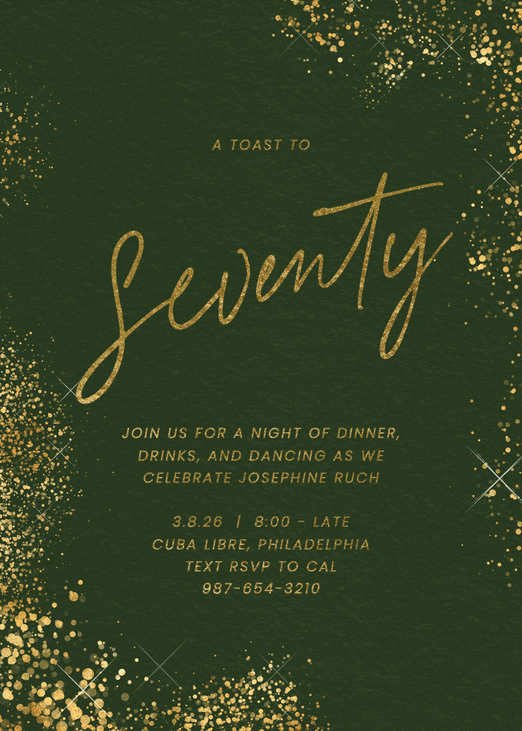 Glitter mist 70 - birthday invitation