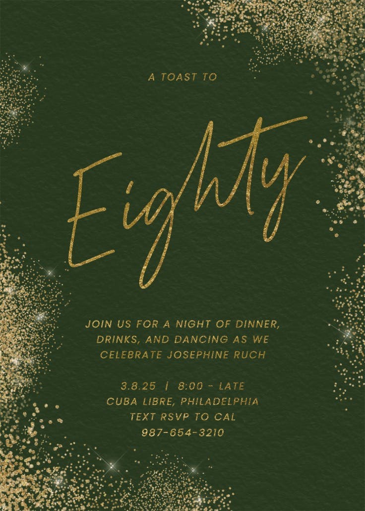 Glitter mist 80 - birthday invitation